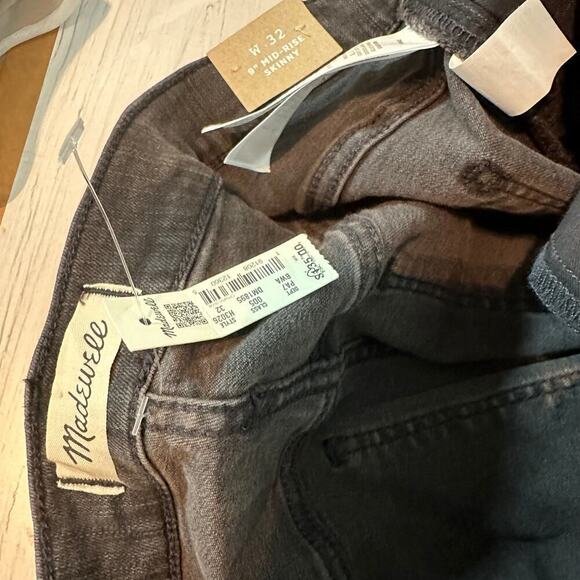 Madewell 9" Mid Rise SKINNY Exposed Button Fly Jeans Raw Hem Size 32 Stretch - Picture 8 of 15